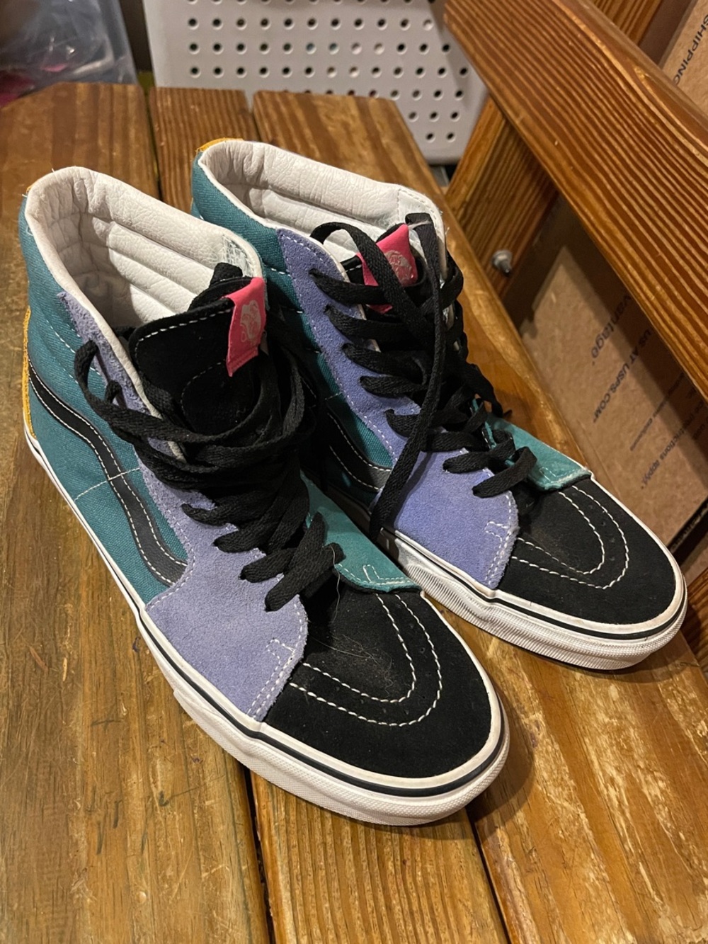 Vans High-Top Colorblock Skate Sneakers Teal Lavender Black men 9.5 women 11